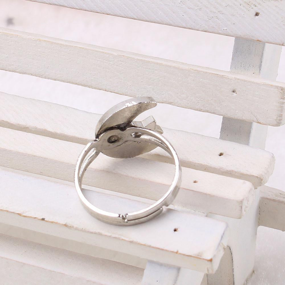 Cute Crescent Moon and Star Mood Ring Rings