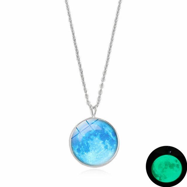 Dark Side of The Moon Necklace Light Blue Necklace