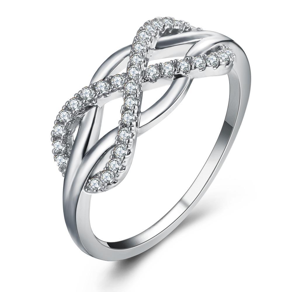 Dazzling Crystal Infinity Ring 6 / Silver Rings