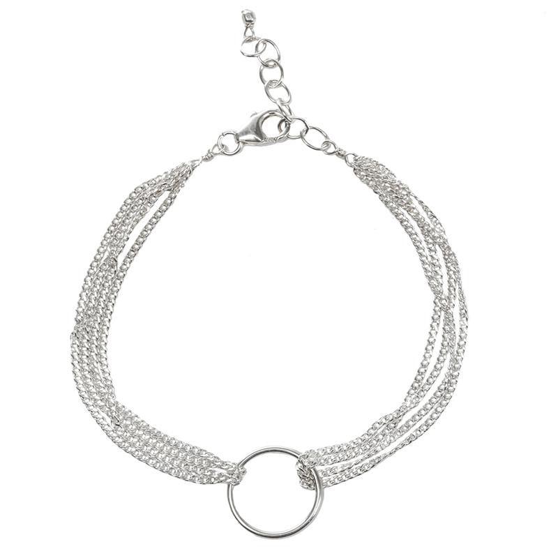 Double Chain Karma Circle Bracelet Without Card / Silver Bracelet
