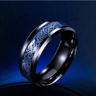 Dragon Titanium Ring Black and Blue / 6.5 Rings