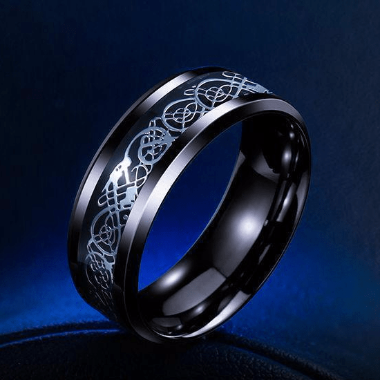 Dragon Titanium Ring Black and Silver / 6.5 Rings