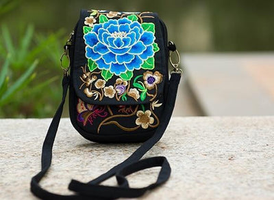 Embroidered Floral Boho Purse Blue 1 Bags