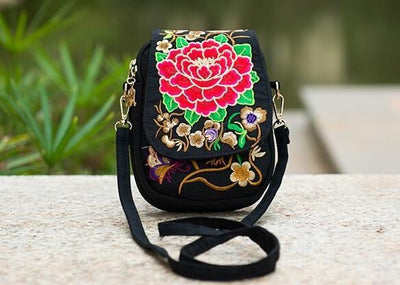 Embroidered Floral Boho Purse Red 1 Bags