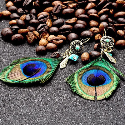 Empress Peacock Feather Earrings Earrings
