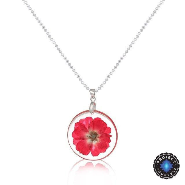 Eternal Spring Flower Pendant Necklace Fuchsia - Ball Chain Necklace