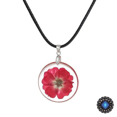 Eternal Spring Flower Pendant Necklace Fuchsia - Rope Chain Necklace