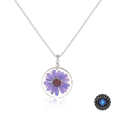 Eternal Spring Flower Pendant Necklace Purple - Ball Chain Necklace