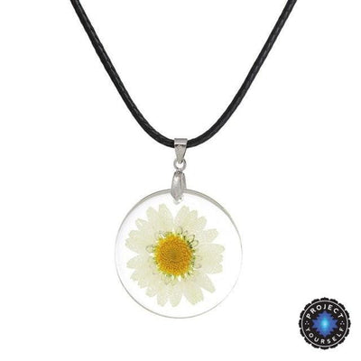 Eternal Spring Flower Pendant Necklace White - Rope Chain Necklace