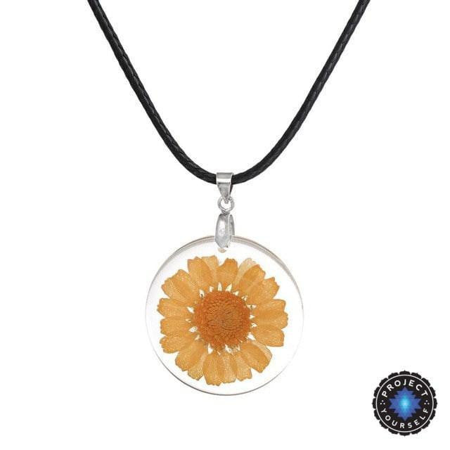 Eternal Spring Flower Pendant Necklace Yellow - Rope Chain Necklace