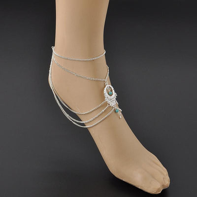 Ethnic Turquoise Beads Layered Foot Chain Anklets Anklets
