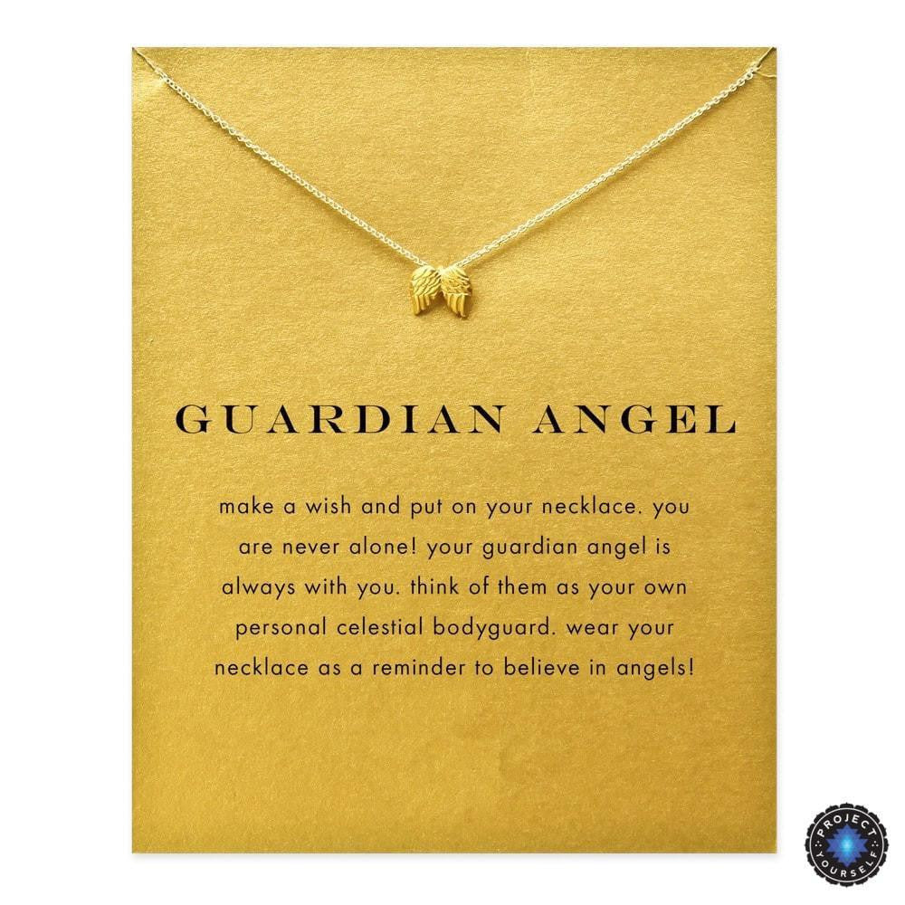 Exquisite Guardian Angel Wings Necklace: Gold or Silver Plated 14K Gold Plated / With Card Necklace