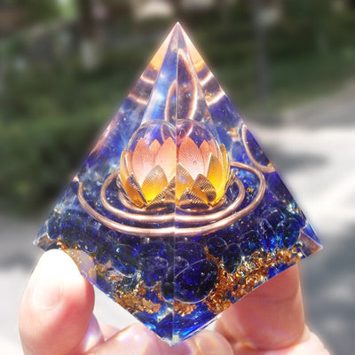 Lapis Lazuli Orgonite Lotus Pyramid