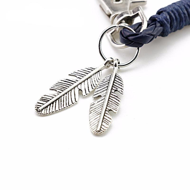Feather Charm Multiwrap Leather Bracelet Bracelet