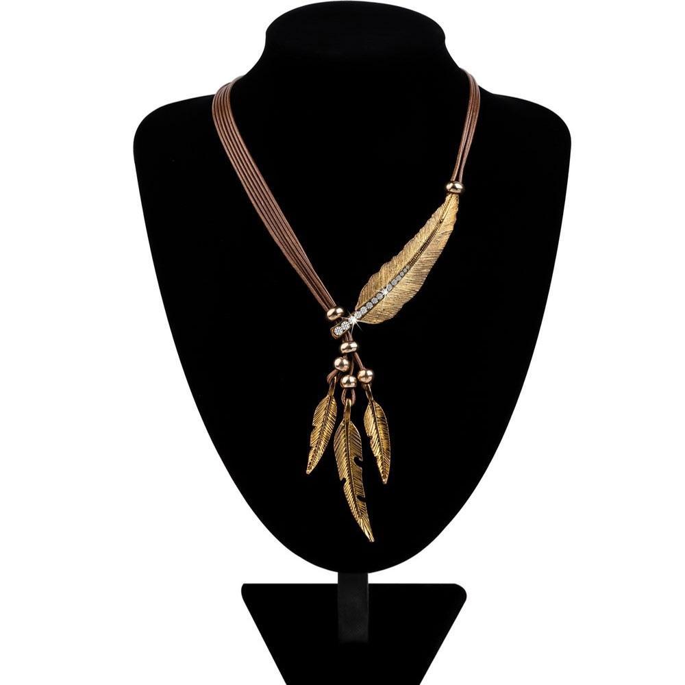 Feather Necklace of Truth Brown Gold Necklace
