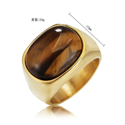 Ferocity Tiger Eye Signet Ring 11 / Gold Rings