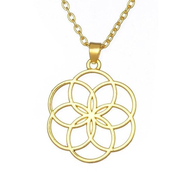 Flower of Life Pendant Necklace Silver Plated Gold 4 Necklace