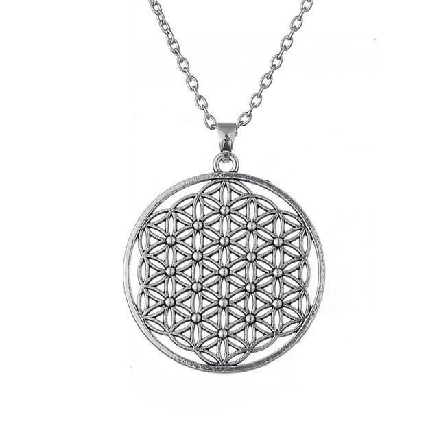 Flower of Life Pendant Necklace Silver Plated