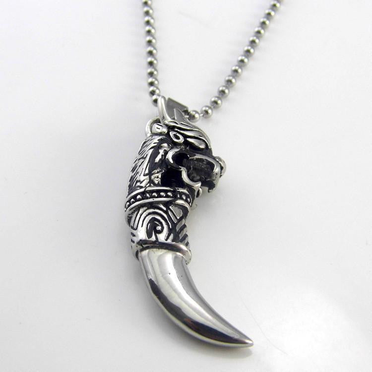 Gallant Dragon Titanium Pendant Necklace Silver Necklace