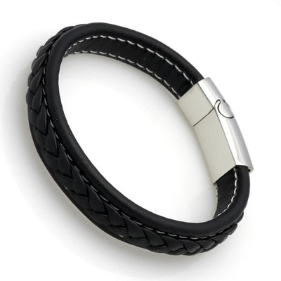 Genuine Leather Braided Bracelet With Stainless Steel Magnetic Clasp Bracelets