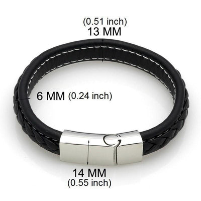 Genuine Leather Braided Bracelet With Stainless Steel Magnetic Clasp Bracelets