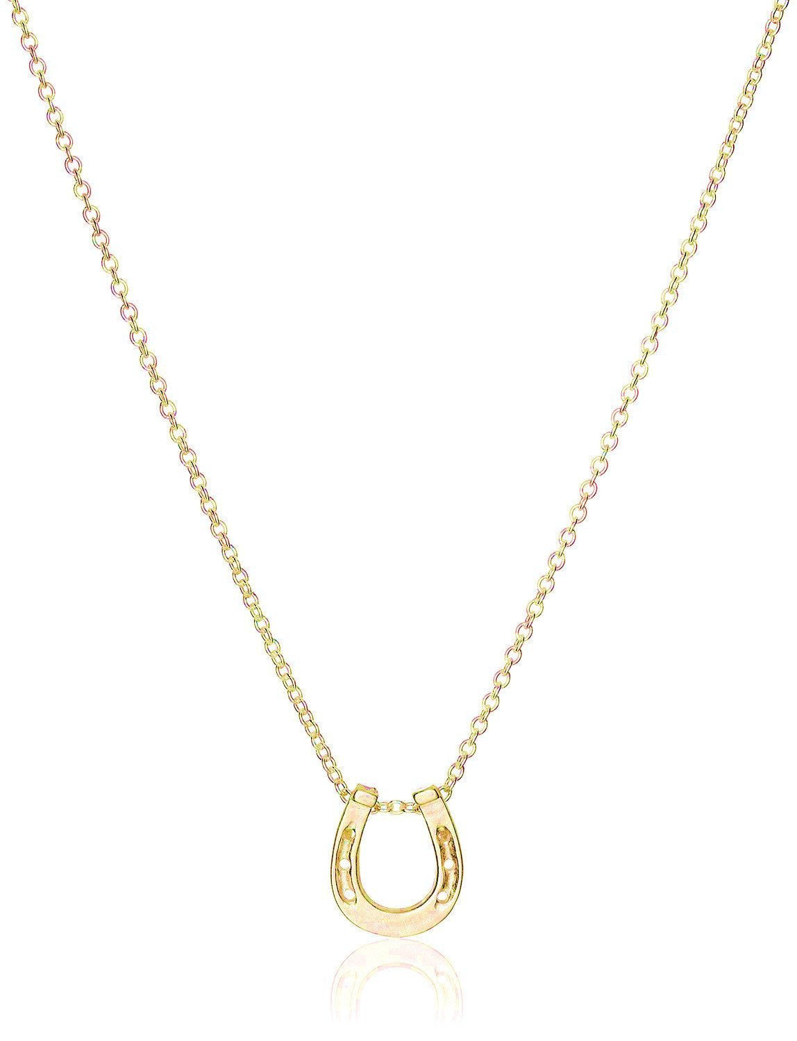 Gold Dipped Horseshoe Pendant Necklace WIthout Card Necklace