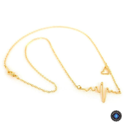 Gold Plated Lifeline Heart Beat Pendant Necklace Gold Necklace