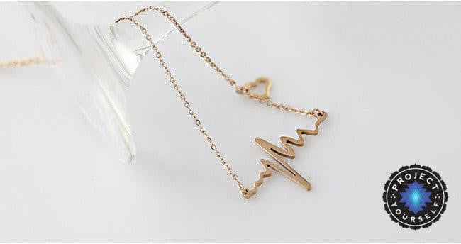 Gold Plated Lifeline Heart Beat Pendant Necklace Necklace
