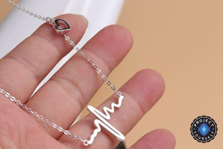 thumbnail image 2 of 10k Yellow Gold Lifeline Heartbeat Necklace - Open Heart Pendant With Pulse Line, 20" Chain 2 of 11