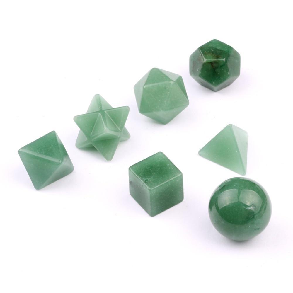 Green Aventurine Platonic Solids Sacred Geometry Set Decor