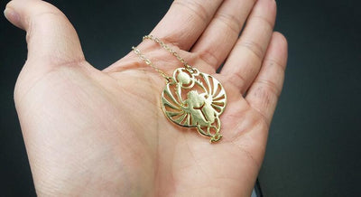 Handcut Winged Scarab Pendant Necklace Necklaces