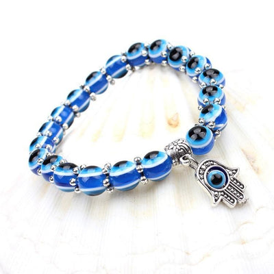 Handmade Evil Eye Glass Beads Hamsa Charm Bracelet Bracelet