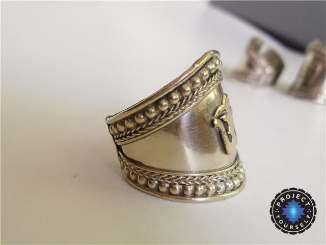 Handmade Tibetan Silver OM Amulet Ring Rings