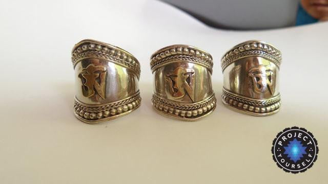 Handmade Tibetan Silver OM Amulet Ring Rings