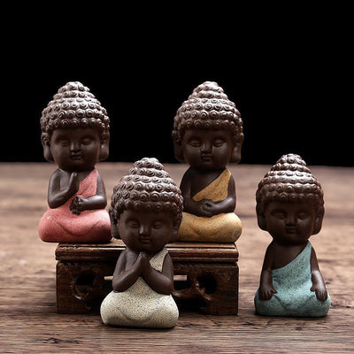 Handpainted Ceramic Little Buddha Figurine Buddha Statue