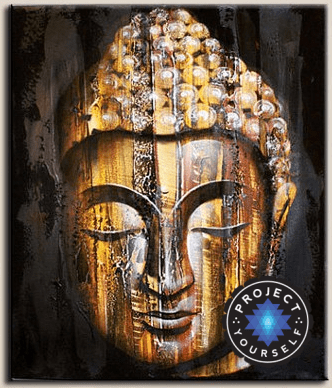 HD Modern Golden Wood Buddha Painting Painting