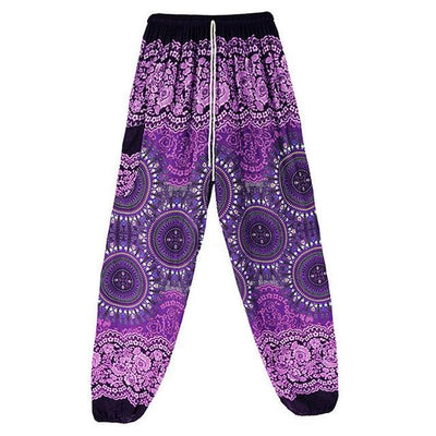High Waist Harem Pants Purple (Drawstring) Clothing