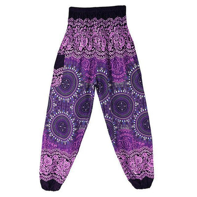 High Waist Harem Pants Purple (Elastic Waist) Clothing
