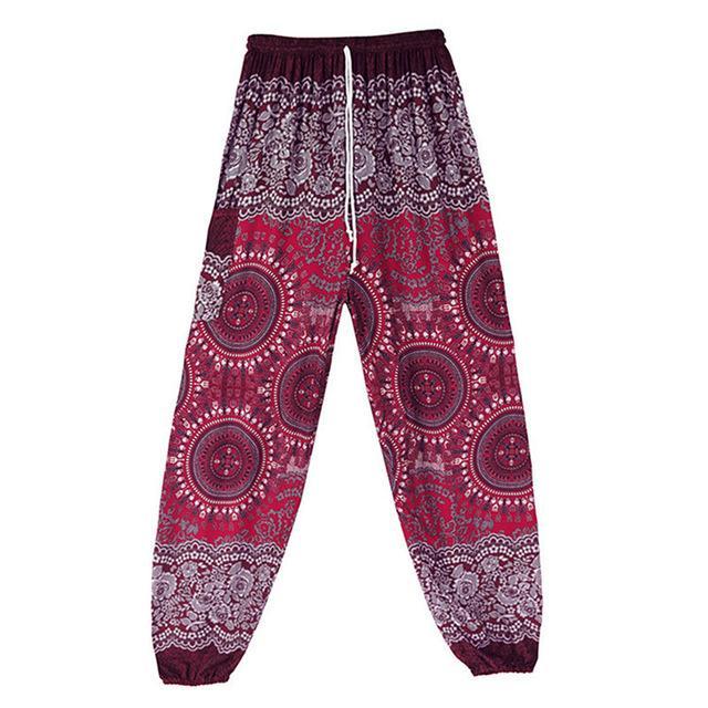 High Waist Harem Pants Red (Drawstring) Clothing