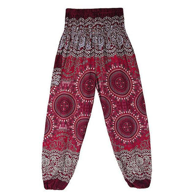 High Waist Harem Pants Red (Elastic Waist) Clothing
