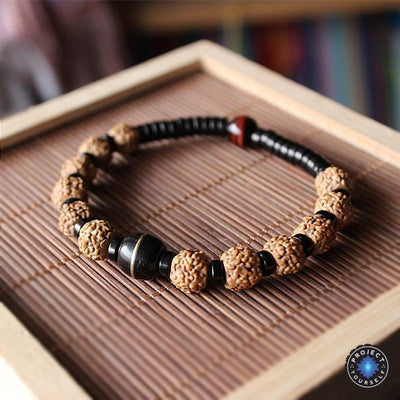 Himalayan Rudraksha and Coconut Tiger Eye Bracelet Bracelet