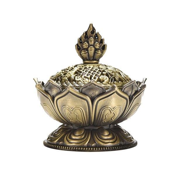 Holy Lotus Incense Burner Antique Gold Incense Holder