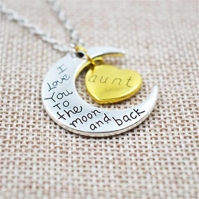 "I Love You To The Moon And Back" Two Tone Family Necklace Aunt Necklace