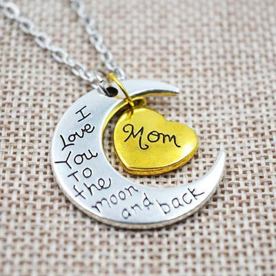 "I Love You To The Moon And Back" Two Tone Family Necklace Mom Necklace