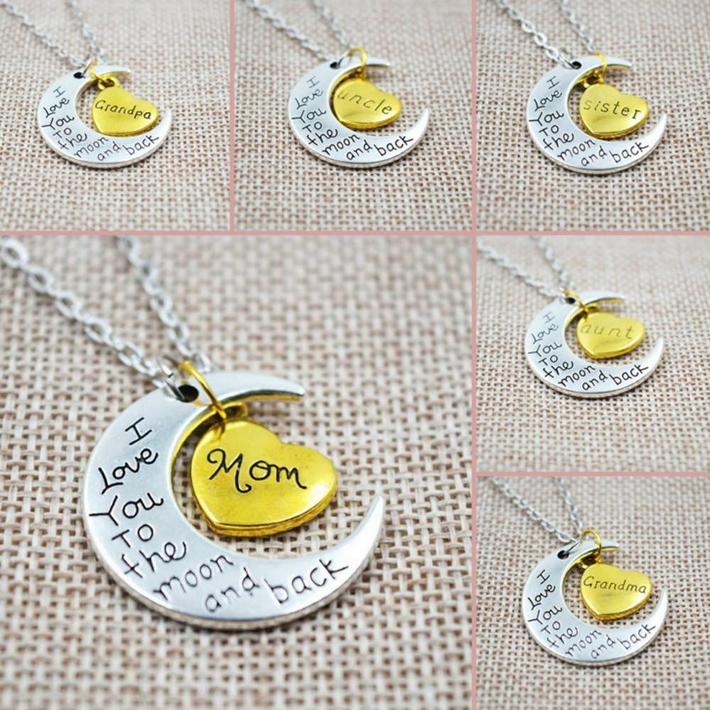 "I Love You To The Moon And Back" Two Tone Family Necklace Necklace