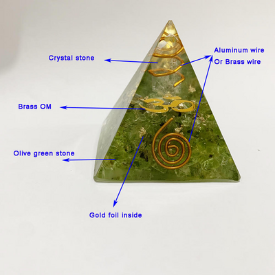 Green Peridot Om Healing Orgone Pyramid