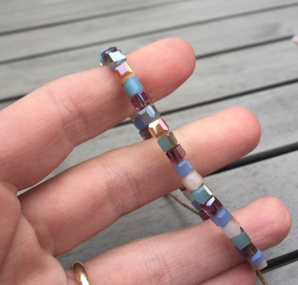 Iridescent Square Crystals Friendship Bracelet Bracelet