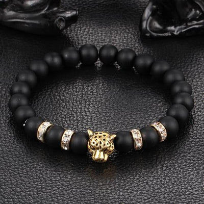 Leopard Charm Natural Stone Beads Bracelet Black Agate - Gold / Buy 1 - Save 50% Bracelet