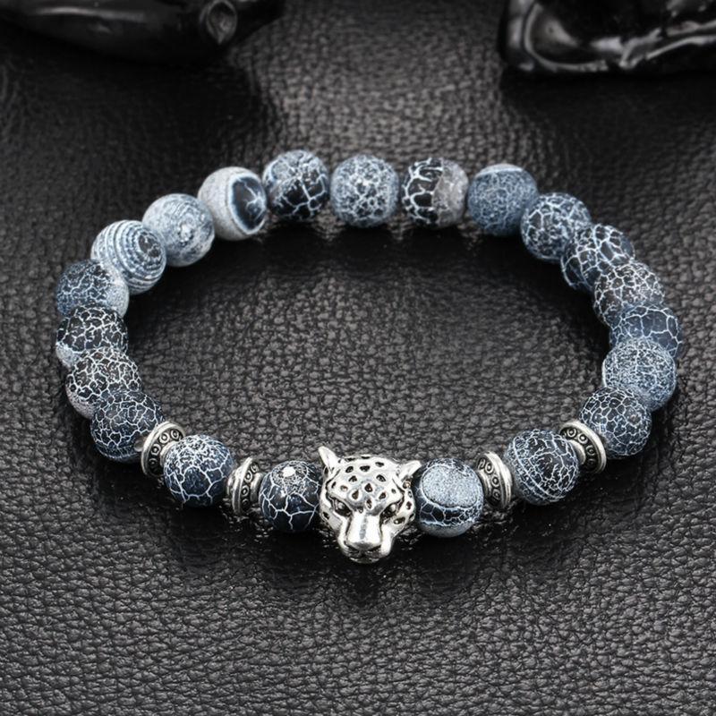 Leopard Charm Natural Stone Beads Bracelet Cracked Stone - Silver / Buy 1 - Save 50% Bracelet