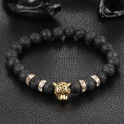 Leopard Charm Natural Stone Beads Bracelet Lava Stone - Gold / Buy 1 - Save 50% Bracelet